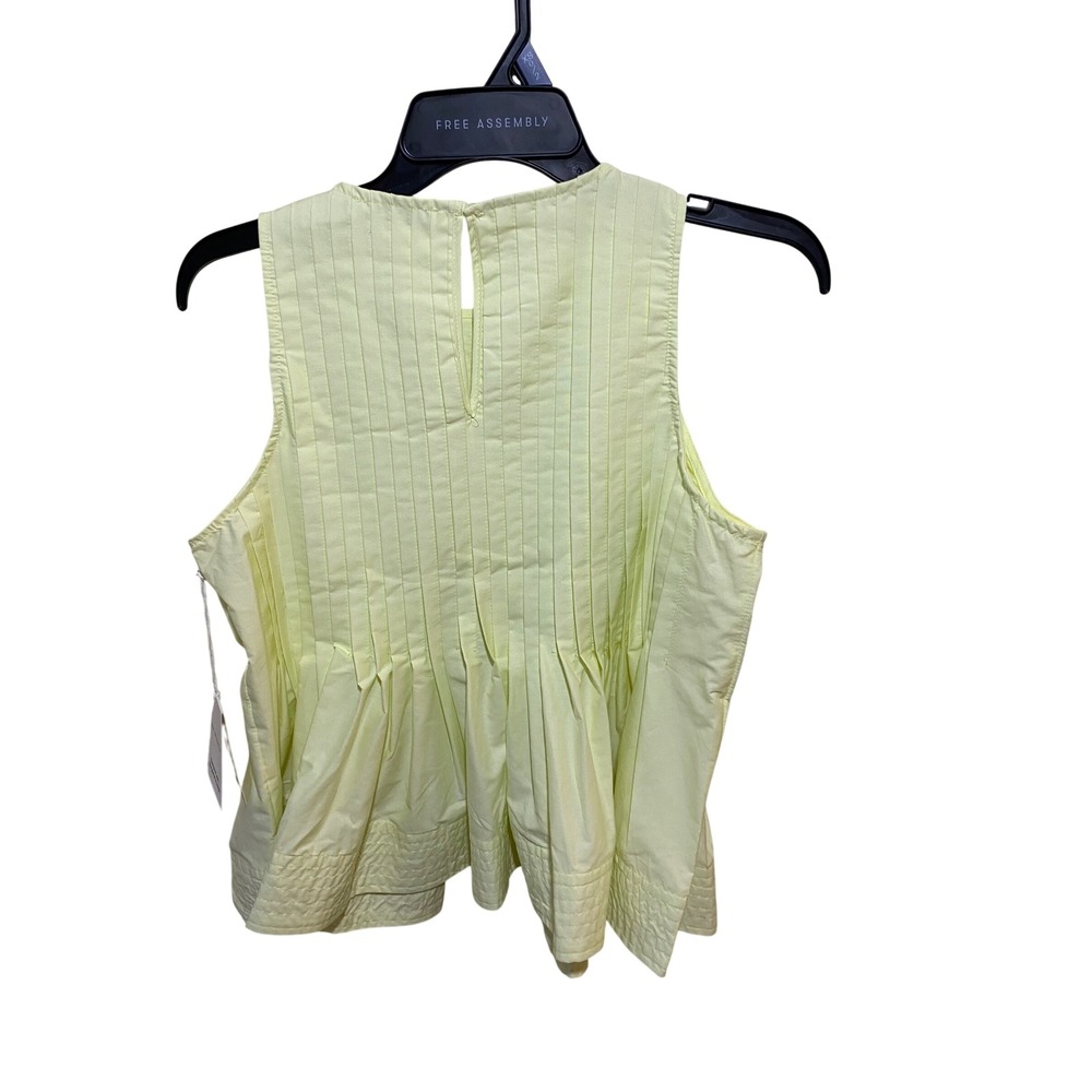 Free Assembly Womens SLS Pintuck Top Pale Yellow Sleeveless Peplum Blouse XS NEW - Picture 5 of 6
